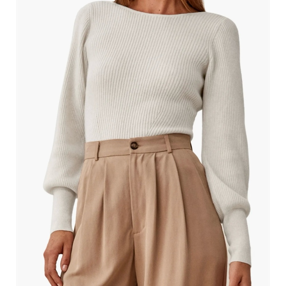 Reformation Cream Ribbed Sweater